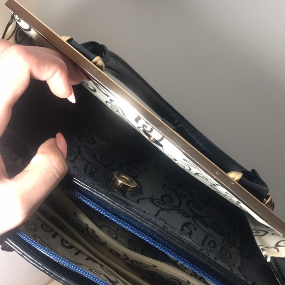 Navy Blue Metallic Handbag - Picture 15 of 16